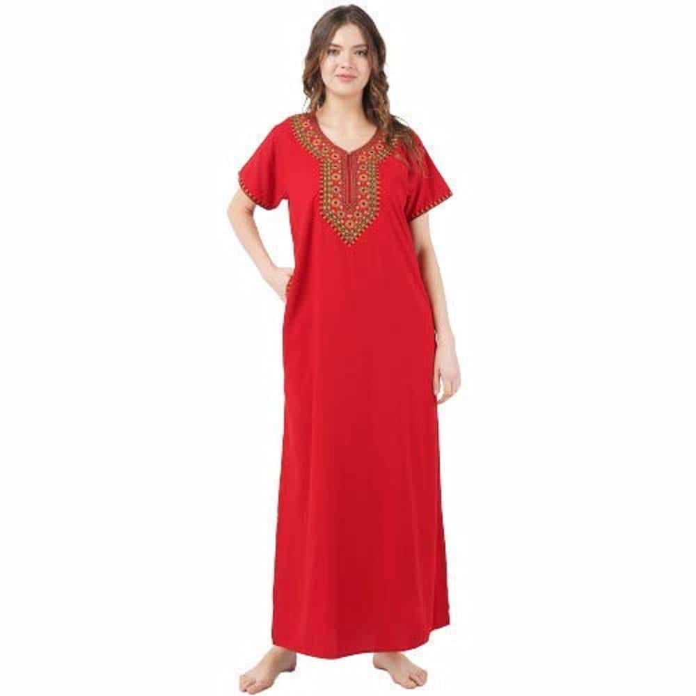KOI SLEEPWEAR lissybissy Cotton Resham Embroidery Nighty Night Gown Maxi for Women A line