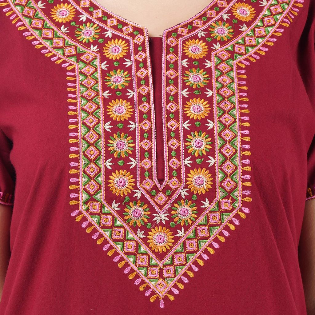 KOI SLEEPWEAR lissybissy Cotton Resham Embroidery Nighty Night Gown Maxi for Women A line