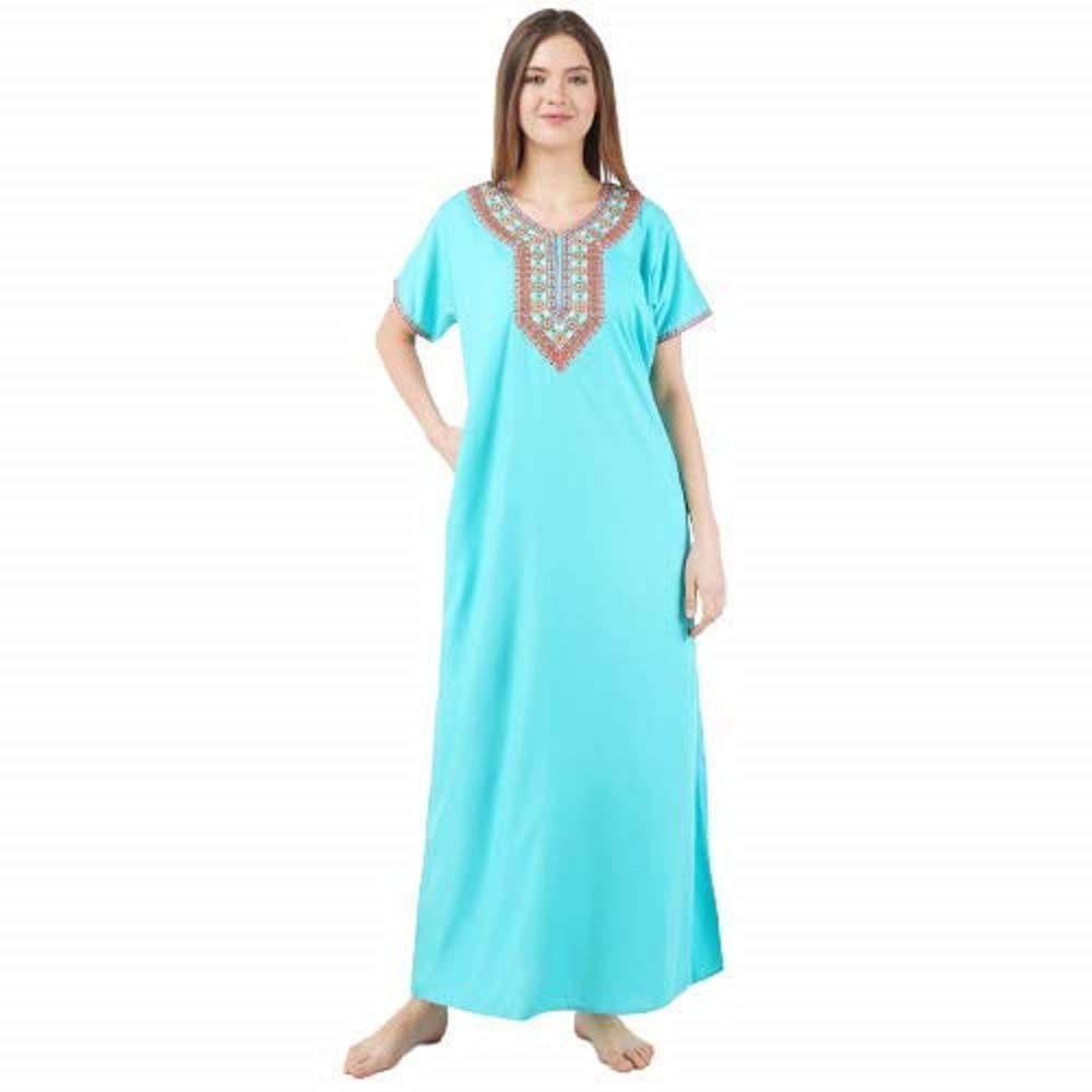 KOI SLEEPWEAR lissybissy Cotton Resham Embroidery Nighty Night Gown Maxi for Women A line