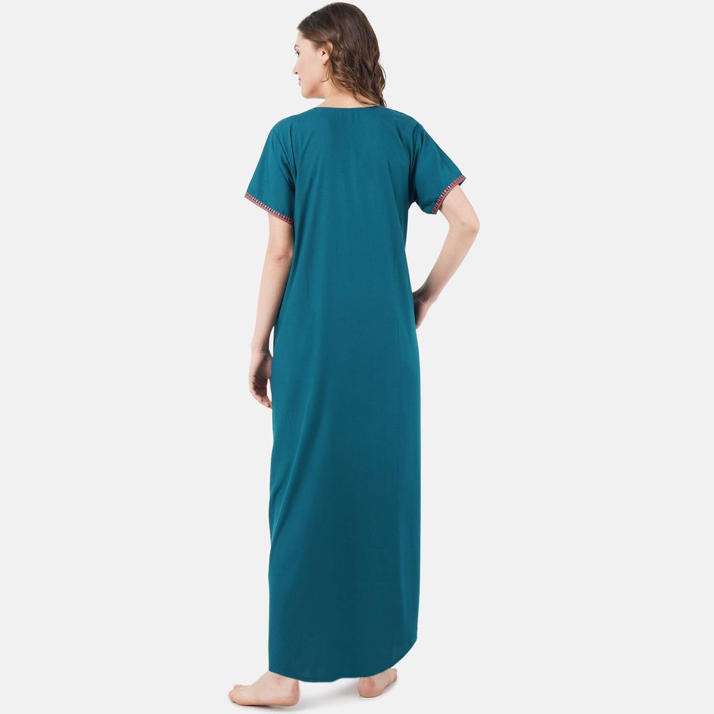 KOI SLEEPWEAR lissybissy Cotton Resham Embroidery Nighty Night Gown Maxi for Women A line