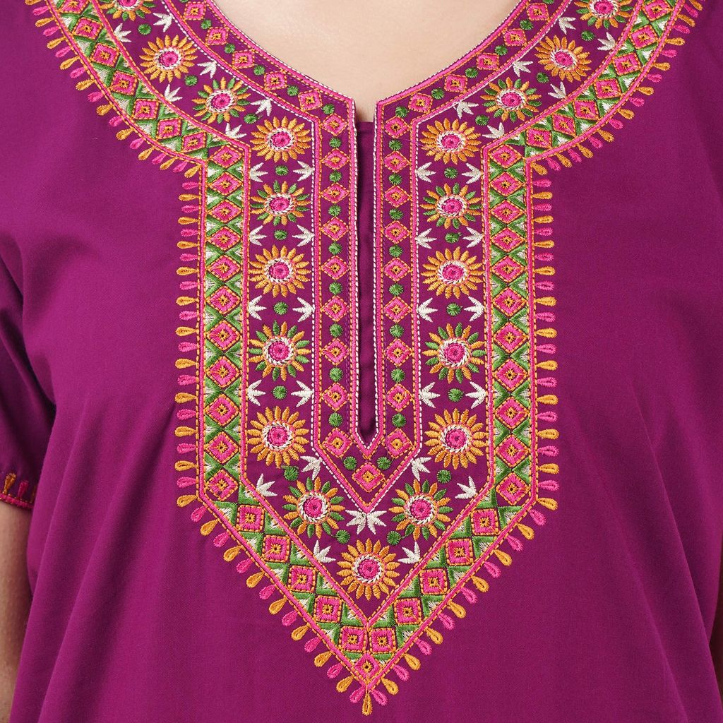 KOI SLEEPWEAR lissybissy Cotton Resham Embroidery Nighty Night Gown Maxi for Women A line