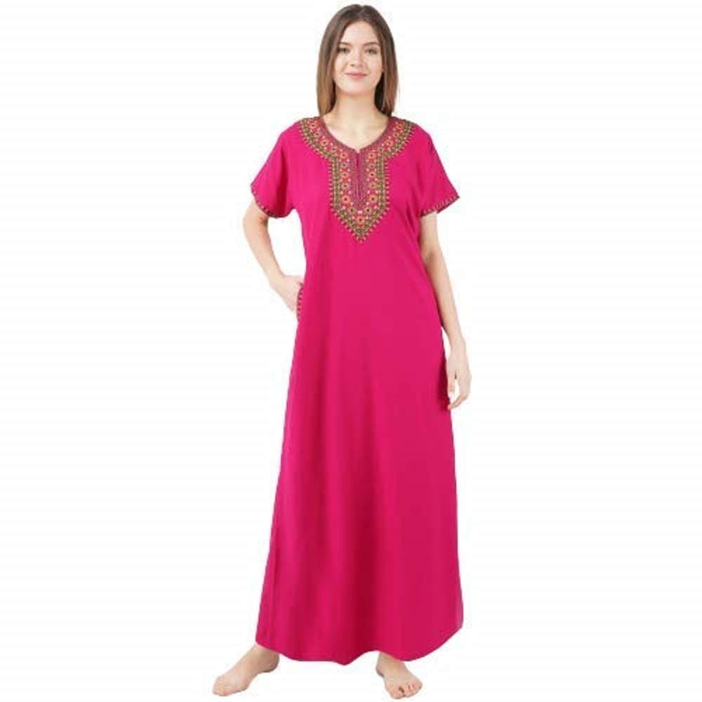 KOI SLEEPWEAR lissybissy Cotton Resham Embroidery Nighty Night Gown Maxi for Women A line