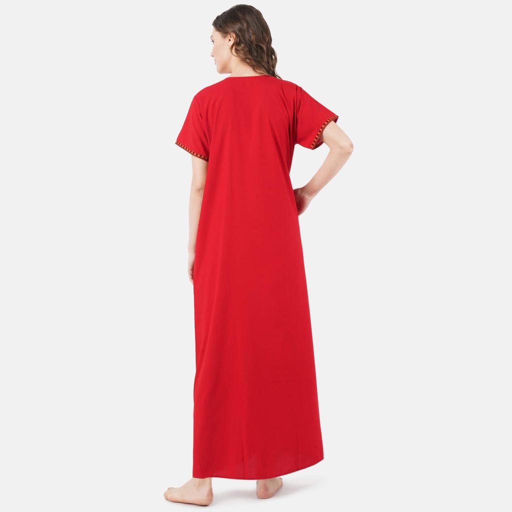 KOI SLEEPWEAR lissybissy Cotton Resham Embroidery Nighty Night Gown Maxi for Women A line