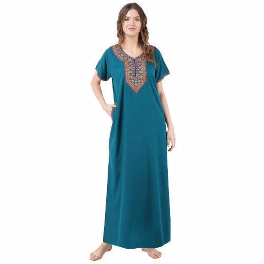 KOI SLEEPWEAR lissybissy Cotton Resham Embroidery Nighty Night Gown Maxi for Women A line