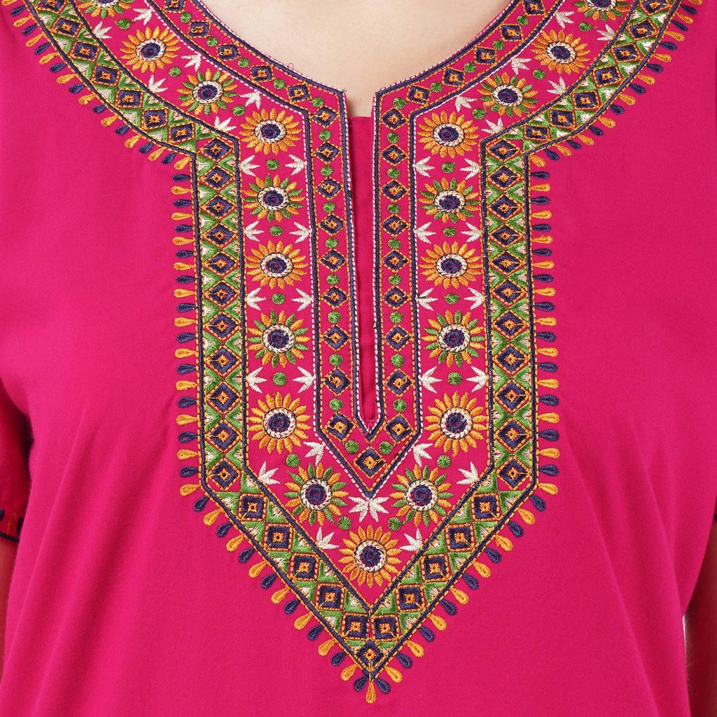 KOI SLEEPWEAR lissybissy Cotton Resham Embroidery Nighty Night Gown Maxi for Women A line