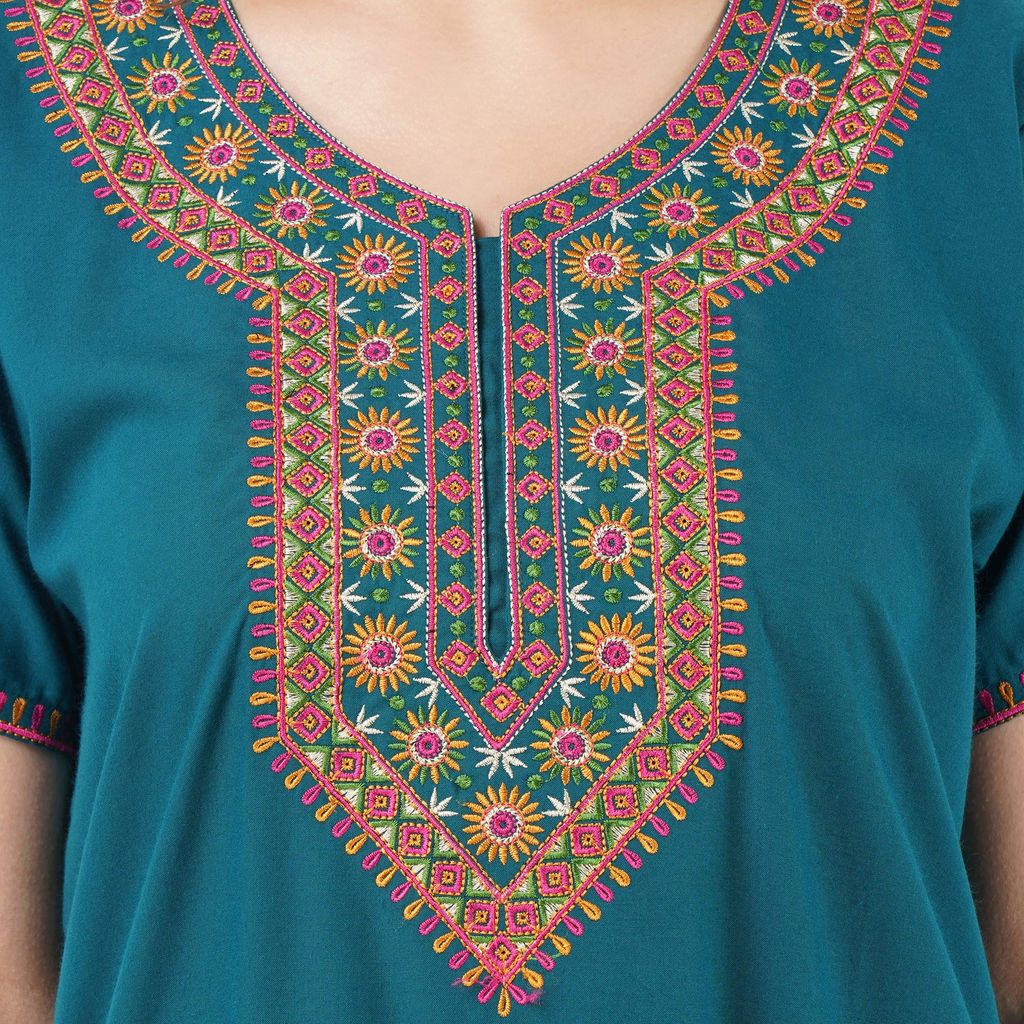 KOI SLEEPWEAR lissybissy Cotton Resham Embroidery Nighty Night Gown Maxi for Women A line