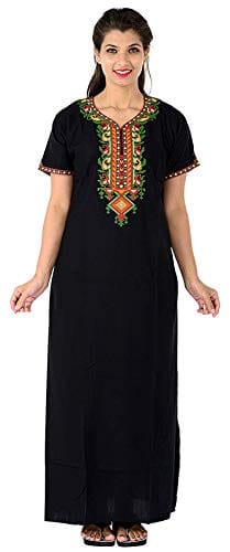 VALENCIA SLEEPWEAR Cotton LizzyBizzy Embroidery Nighty Nightwear Maxi Nightgown Plain