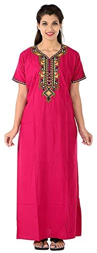VALENCIA SLEEPWEAR Cotton LizzyBizzy Embroidery Nighty Nightwear Maxi Nightgown Plain
