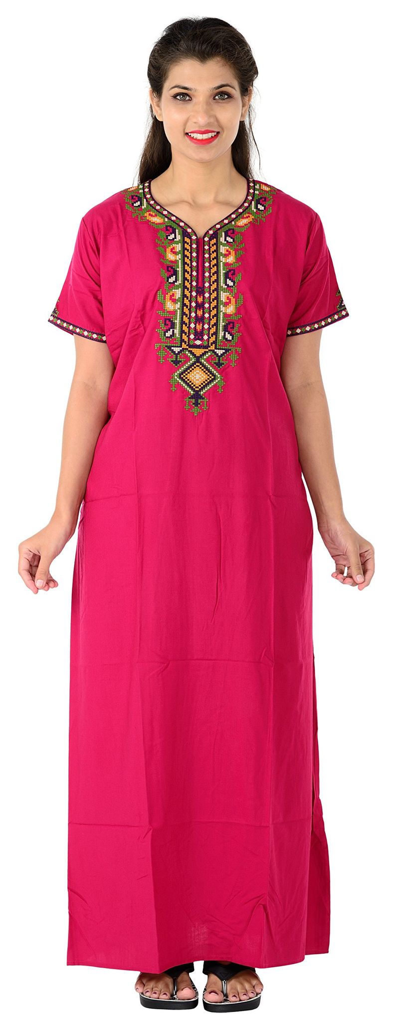 VALENCIA SLEEPWEAR Cotton Floral Nighty Nightwear Maxi Nightgown for Women