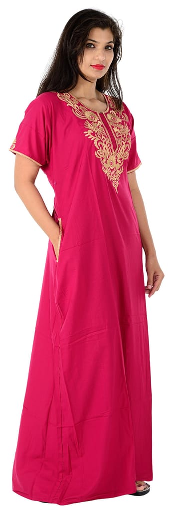 VALENCIA SLEEPWEAR Women Cotton Floral Maxi Nighty