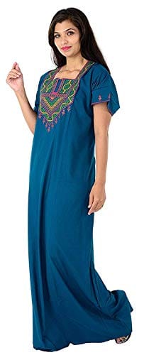 VALENCIA SLEEPWEAR Lizzy Bizzy Cotton Embroidery Nighty Nightwear Maxi Plain for Women