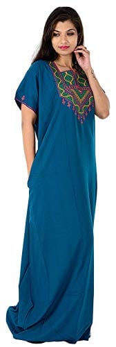 VALENCIA SLEEPWEAR Lizzy Bizzy Cotton Embroidery Nighty Nightwear Maxi Plain for Women