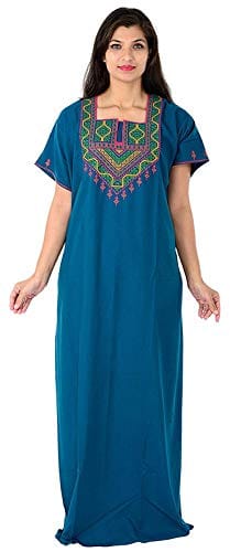 VALENCIA SLEEPWEAR Lizzy Bizzy Cotton Embroidery Nighty Nightwear Maxi Plain for Women