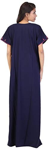 VALENCIA SLEEPWEAR Lizzy Bizzy Cotton Embroidery Nighty Nightwear Maxi Plain for Women