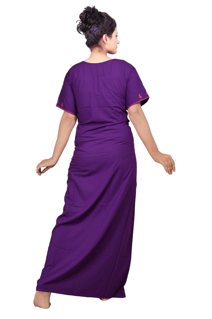 VALENCIA SLEEPWEAR Lizzy Bizzy Cotton Embroidery Nighty Nightwear Maxi Plain for Women