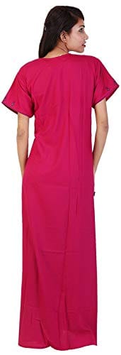 VALENCIA SLEEPWEAR Lizzy Bizzy Cotton Embroidery Nighty Nightwear Maxi Plain for Women