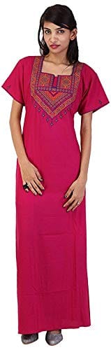 VALENCIA SLEEPWEAR Lizzy Bizzy Cotton Embroidery Nighty Nightwear Maxi Plain for Women