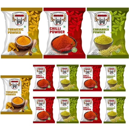 RIGHT CHOICE SANGAM Combo Offer Chilli,Coriander & Turmeric Powder With 100% Natural and Premium Quality (50gm pack of 12)
