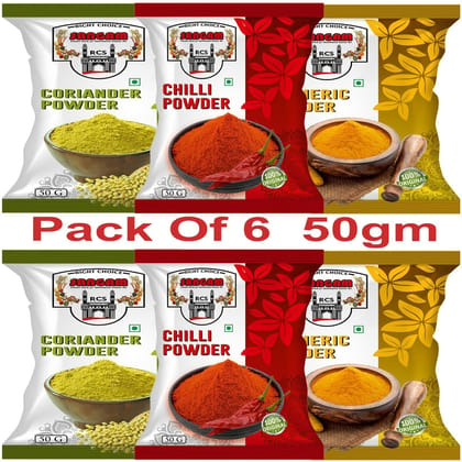 RIGHT CHOICE SANGAM Pack of Chilli, Coriander Turmeric Powder With No Added Colours and Flavours With Natural 100% Pure
