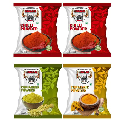 RIGHT CHOICE SANGAM Chilli, Coriander, Turmeric Powder With No Added Colours and Flavours With Natural 100% Pure and Premium Quality