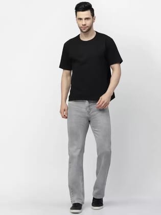 Stretchable wide leg Men High Rise Grey Jeans