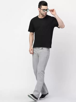 Non-Stretchable Boot Cut Men Boot-Leg Mid Rise Grey Jeans