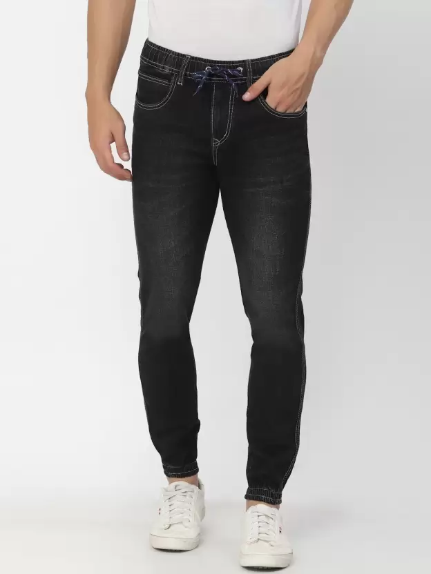 Buy BASICS Dark Grey Mens Skinny Fit Mild Wash Jeans | Shoppers Stop