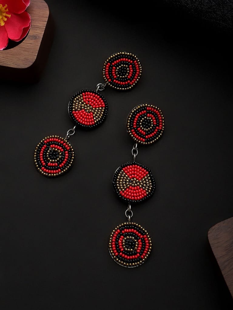 Cardinal Oxidized Multicolor Beads Weaving Geometric Design Earrings - Earrings | Buy online on ZillyBuy