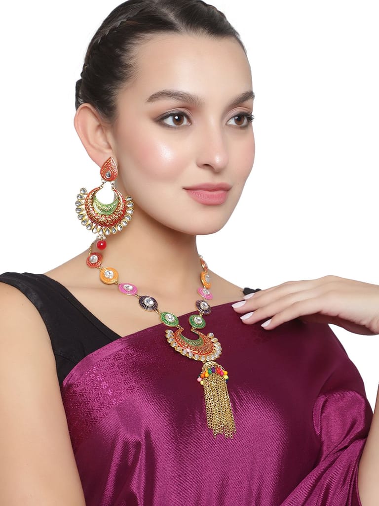 Cardinal Multicolor Minakari Kundan Long Necklace Set - Jewellery Sets | Buy online on ZillyBuy