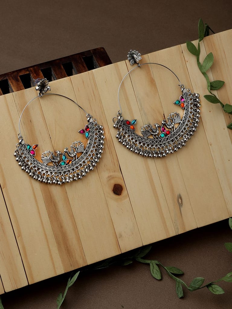 Cardinal Oxidized Silver Color Earrings - Earrings | Buy online on ZillyBuy