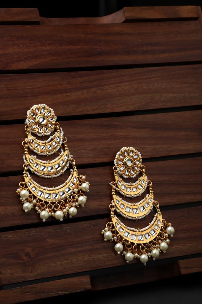 Cardinal Gold Plated Gold Color Stone Brass Earrings Set - Earrings | Buy online on ZillyBuy
