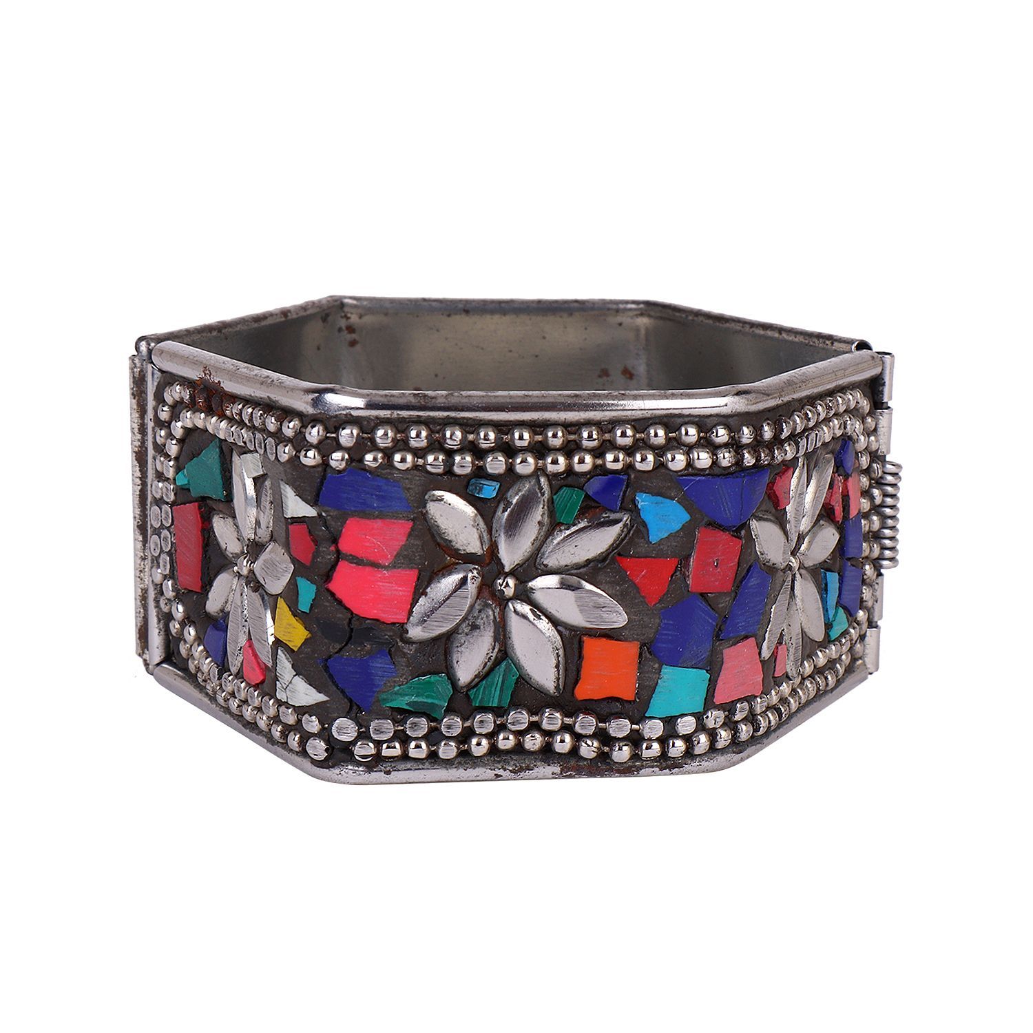 Cardinal Oxidized Multicolor Minakai Stone Adjustable Bracelet