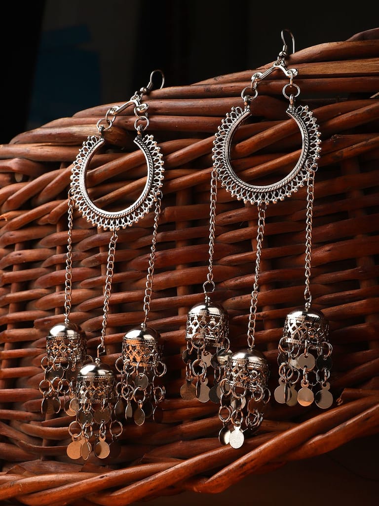 Cardinal Oxidized Silver Color Hook Earrings - Earrings | Buy online on ZillyBuy