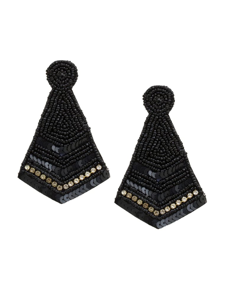 Cardinal Beads Weaving Handmade Geometric Design Black Color Earrings - Earrings | Buy online on ZillyBuy