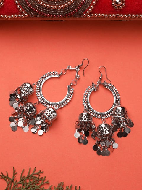 Earrings & Studs | Oxidized Silver Colour Earings | Freeup