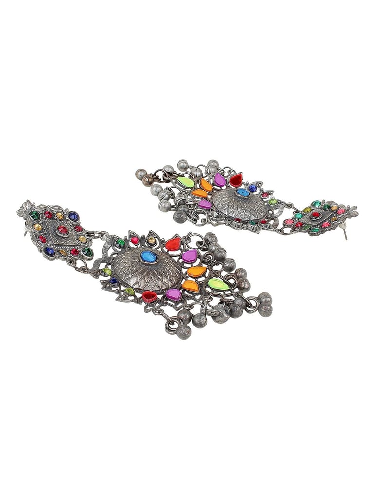 Cardinal Oxidized Silver Color Multicolor Earrings - Earrings | Buy online on ZillyBuy