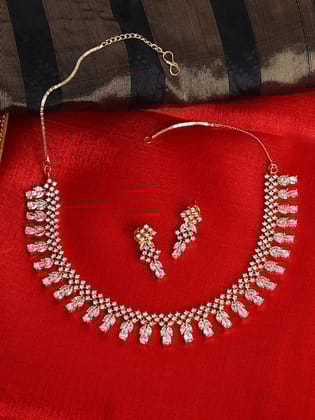 Cardinal Rose Gold Plated American Diamond Necklace Set