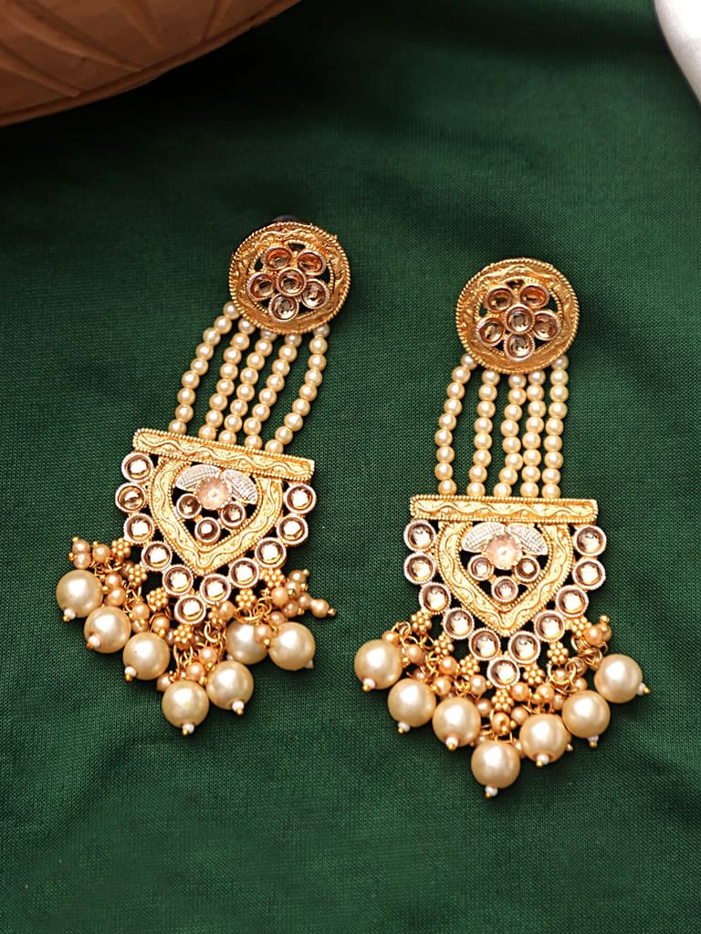 Cardinal Gold Color Brass Gold Onyx Earrings Set - Earrings | Buy online on ZillyBuy