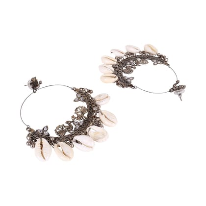 Cardinal Oxidized Silver Color Shell Earrings