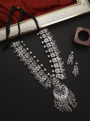 Cardinal Oxidized Silver Color Long Necklace Set Cardinal Oxidized Silver Color Long Necklace Set