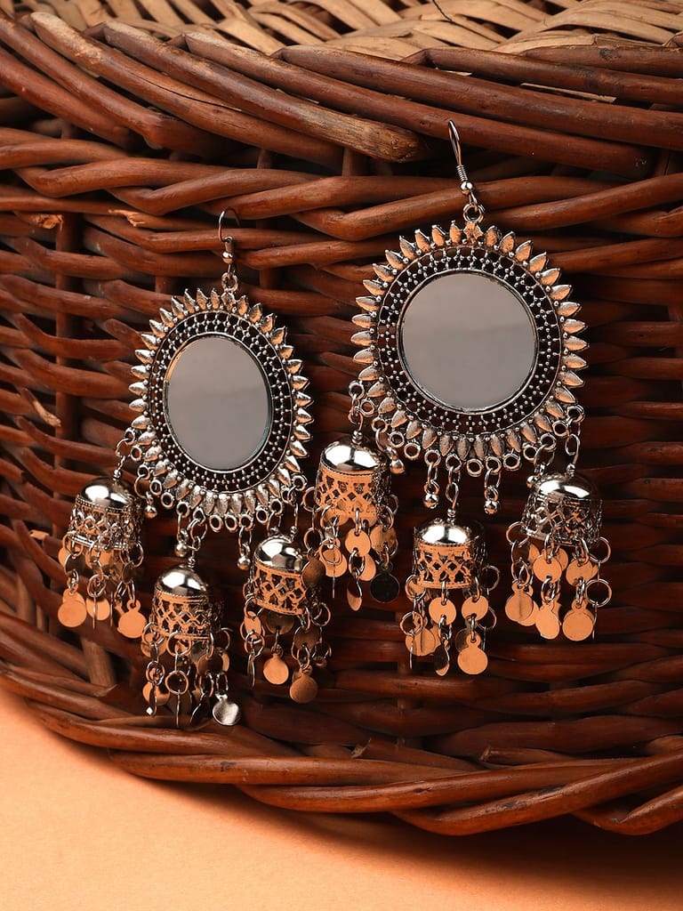 Cardinal Oxidized Silver Color Earrings - Earrings | Buy online on ZillyBuy