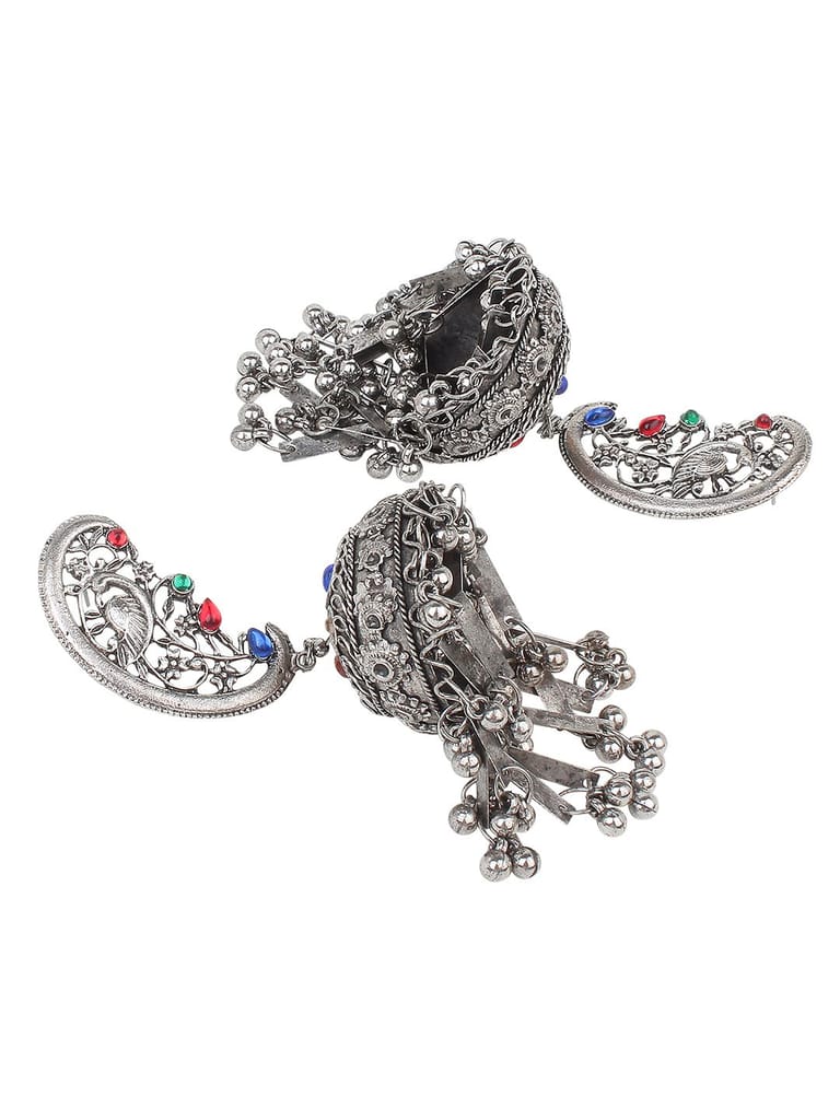 Cardinal Oxidized Silver Color Jhumka Earrings - Earrings | Buy online on ZillyBuy