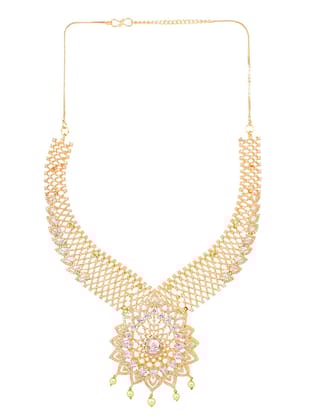 Cardinal Gold Plated Brass American Diamond Necklace Set