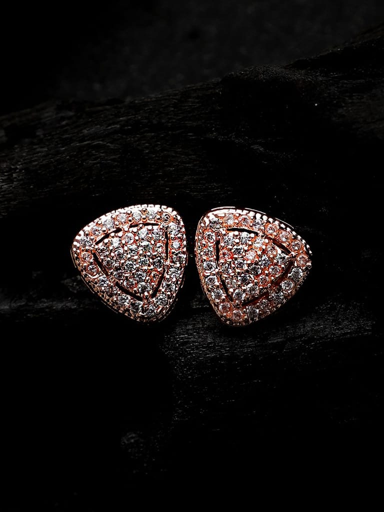 Cardinal American Diamond Heart Shape Brass Rose Gold Plated Earrings Set - Earrings | Buy online on ZillyBuy