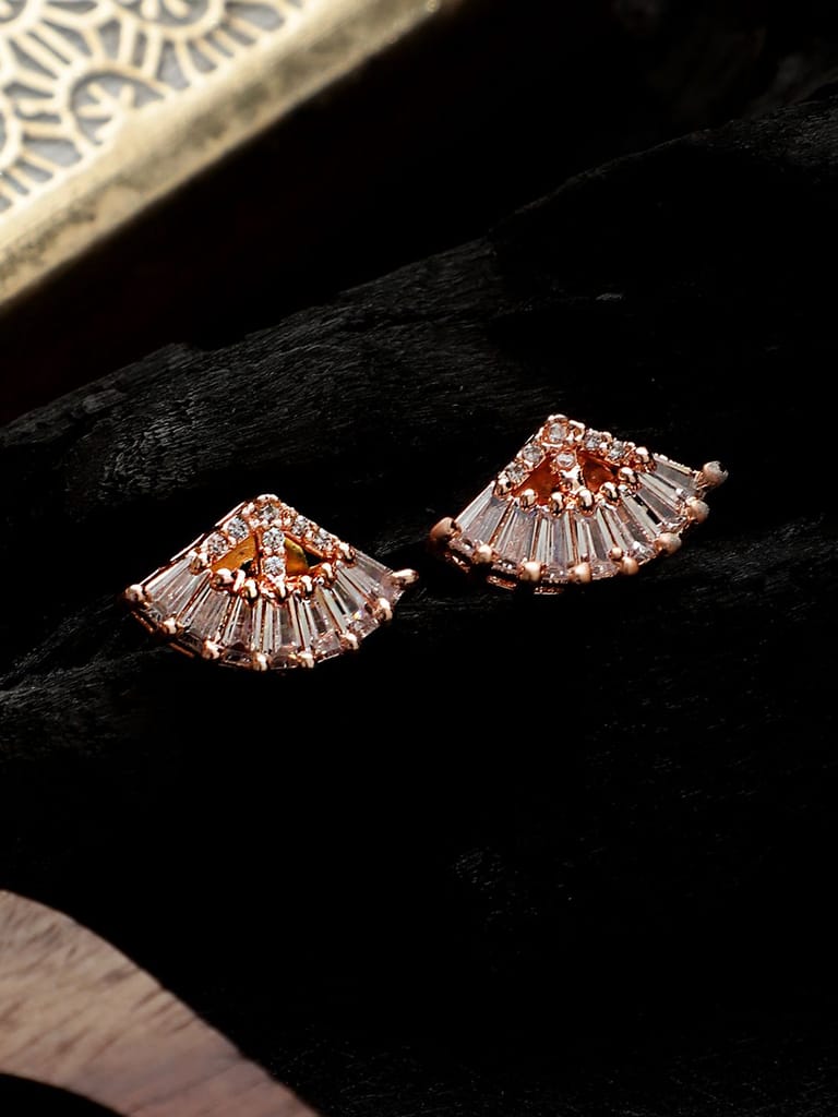 Cardinal Rose Gold plated Brass White Stone Earrings Set - Earrings | Buy online on ZillyBuy