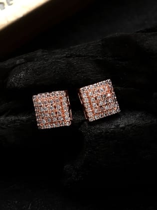 Cardinal American Diamond Brass Rose Gold Plated Earrings Set