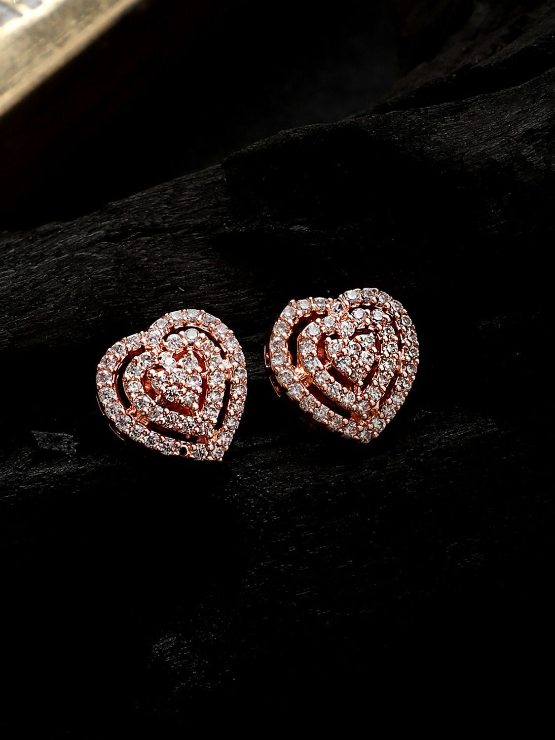 Cardinals Rose Gold Polish American Diamond Stud Earrings