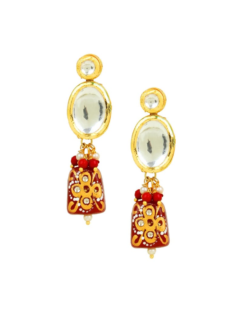 Cardinal Gold Plated Brass Maroon color Stone Party Wear Kundan Necklace Set - Jewellery Sets | Buy online on ZillyBuy