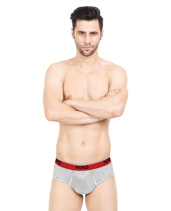 NRG Mens Cotton Assorted Colour Briefs  ( Pack of 1 Grey Melange ) G02