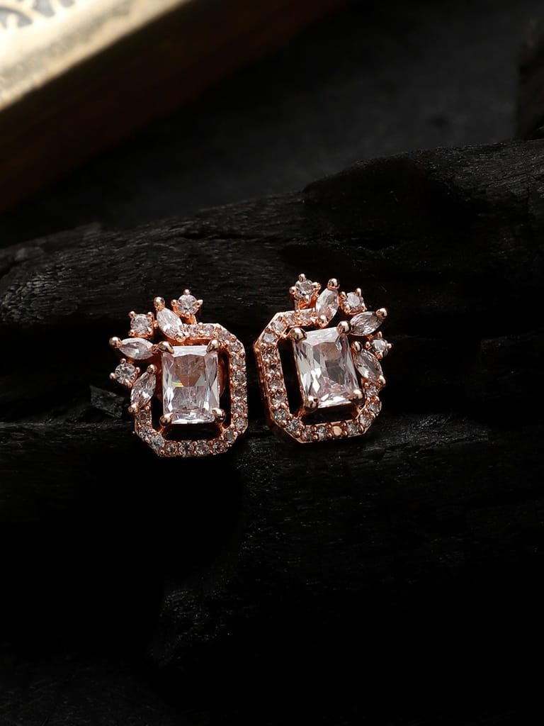 Cardinal American Diamond Brass Rose Gold Plated Earrings Set - Earrings | Buy online on ZillyBuy